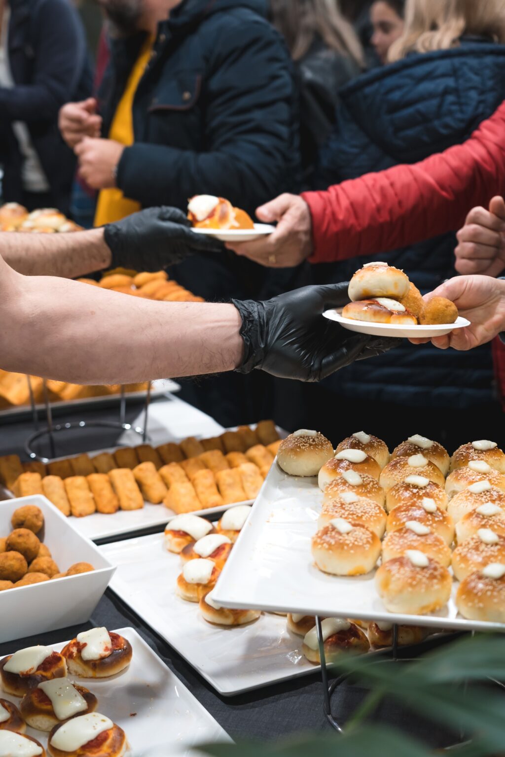 Catering buffet table with a delicious traditional Sicilian meal